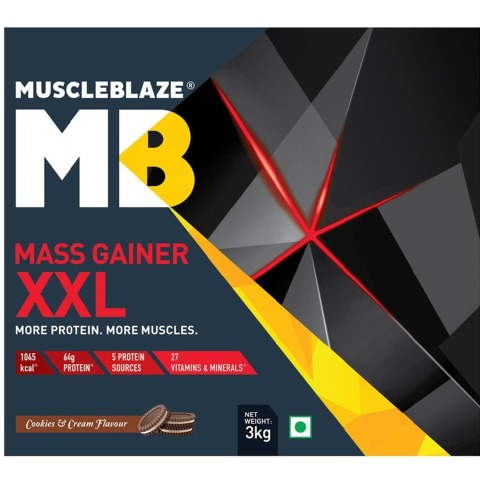MuscleBlaze Mass Gainer XXL with Complex Carbs and Proteins in 3:1 ratio, 6.6 lb Cookies & Cream MuscleBlaze Mass Gainer XXL with Complex Carbs and Proteins in 3:1 ratio, 6.6 lb Cookies & Cream