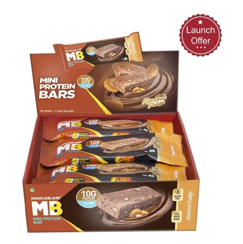 MuscleBlaze Mini-Protein Bar (10g Protein), 12 Piece(s)/Pack Almond Fudge MuscleBlaze Mini-Protein Bar (10g Protein), 12 Piece(s)/Pack Almond Fudge