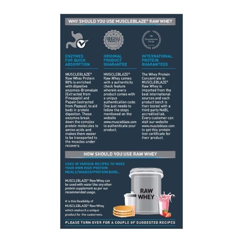 RecommendedUsage - MuscleBlaze 80% Raw Whey Protein Supplement Powder, 8.8 lb 133 Servings (Unflavoured) RecommendedUsage - MuscleBlaze 80% Raw Whey Protein Supplement Powder, 8.8 lb 133 Servings (Unflavoured)