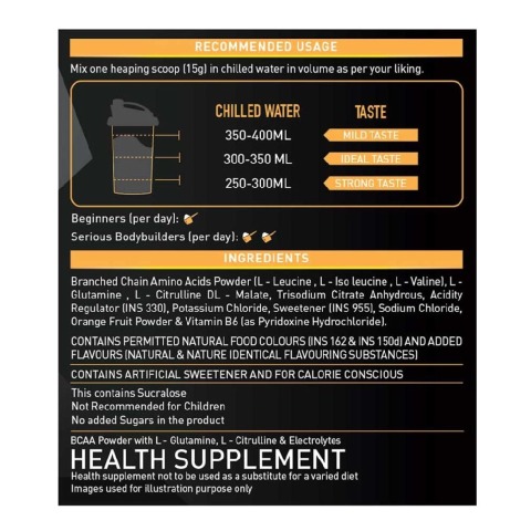 RecommendedUsage - MuscleBlaze BCAA Gold 8:1:1, 0.99 lb Watermelon RecommendedUsage - MuscleBlaze BCAA Gold 8:1:1, 0.99 lb Watermelon