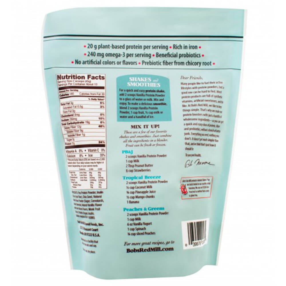 back - Bob's Red Mill Gluten Free Nutritional Booster Protein Powder,  1 lb  Vanilla 