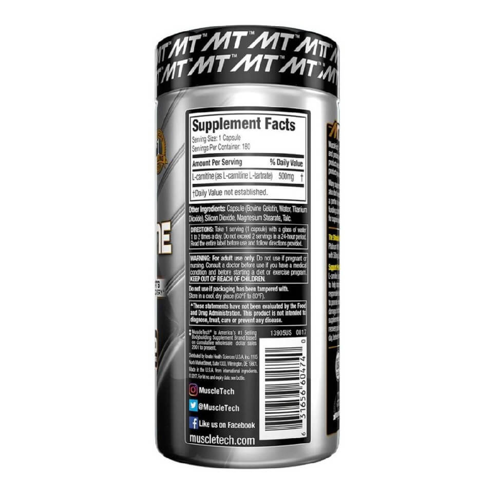Muscletech Platinum Carnitine, 180 capsules Online @ Best Prices -  HealthKart
