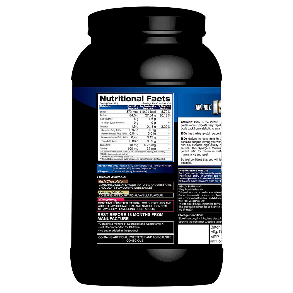 supplementinfo - Aminoz Iso+ Zero Carbs,  2.2 lb  Strawberry 