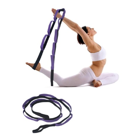 1 - Fitsy Yoga Stretch Strap,  Black and Blue  78 inches 