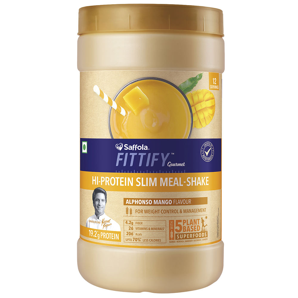 1 - Saffola FITTIFY Gourmet Hi Protein Slim Meal Shake,  0.420 kg  Alphonso Mango 