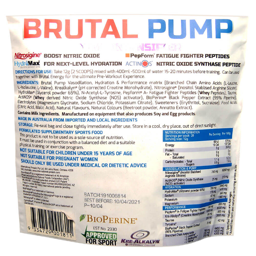 back - International Protein Brutal Pump,  0.55 lb  Strawberry Kiwi 