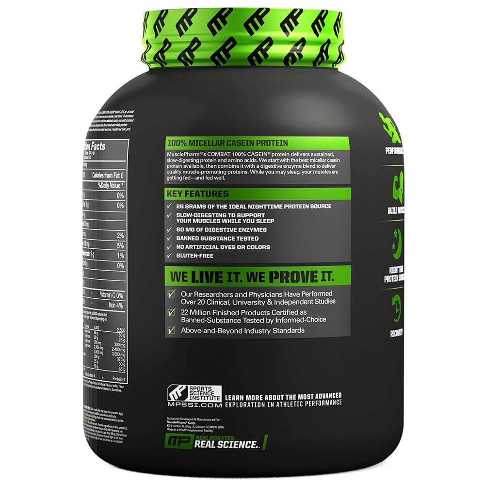 description - MusclePharm Combat 100% Casein,  4 lb  Chocolate Milk 