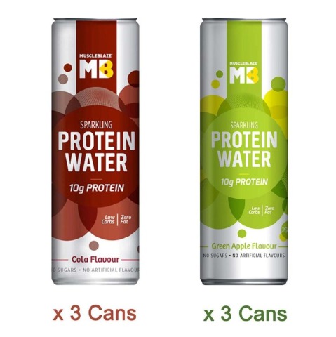 8 - MuscleBlaze Sparkling Protein Water (10g Protein), 6 Piece(s)/Pack Refreshing Twin Flavour Pack