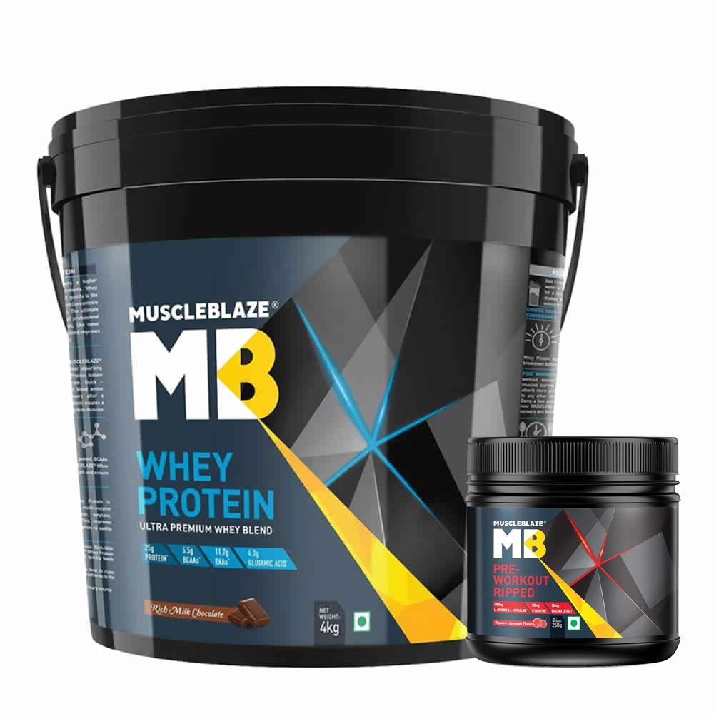 MuscleBlaze Pre Workout Ripped & Whey Protein Combo