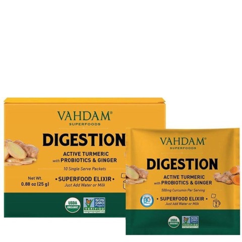 VAHDAM Turmeric Digestion Superfood Elixir,  Natural  10 sachets/pack 