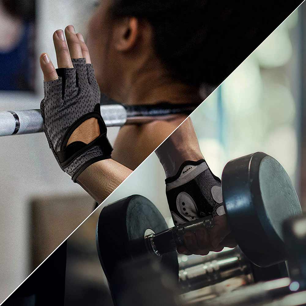 1 - Fitsy Gym Gloves with Padding,  Grey  Medium 