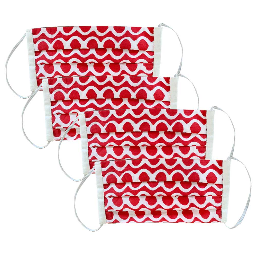 MASKS4U Porowhita Soft Shield Mask Pack of 4,  Red & White 