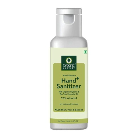 3 - Organic Harvest Hand Cleanser & Sanitizer,  Fragrance Free  100 ml  Kills 99.9% Virus & Bacteria (Pack of 4) 