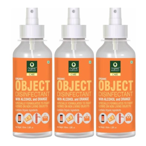 1 - Organic Harvest Object Disinfectant,  Alcohol & Orange  100 ml  Protection from Germs (Pack of 3) 