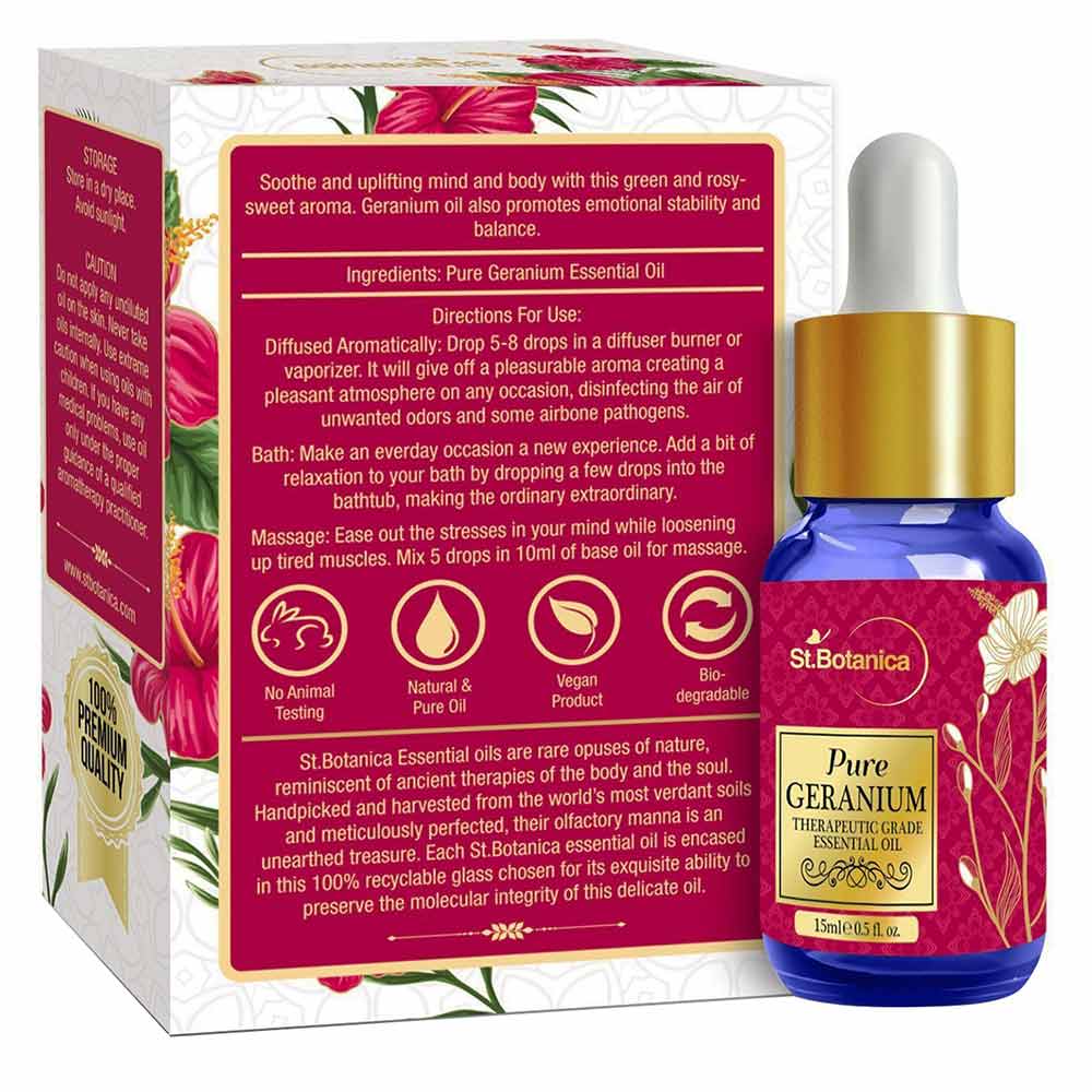 Back - St.Botanica Pure Aroma Essential Oil,  15 ml  Geranium 