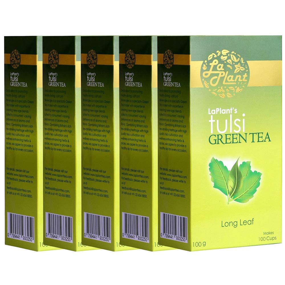 Laplant Tulsi Green Tea Long Leaf,  100 g  Tulsi(Pack of 5) 
