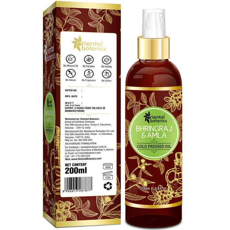 Back1 - Oriental Botanics Cold Pressed Oil,  200 ml  Bhringraj & Amla 