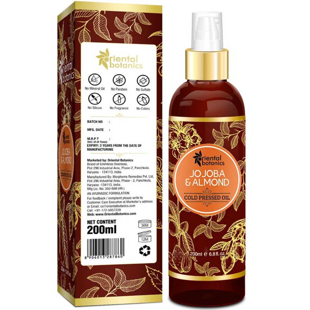 Back1 - Oriental Botanics Cold Pressed Oil,  200 ml  Jojoba & Almond 