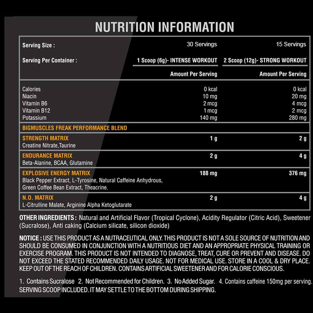 supplement - Big Muscles Freak Pre Workout,  0.4 lb  Tropical Cyclone 