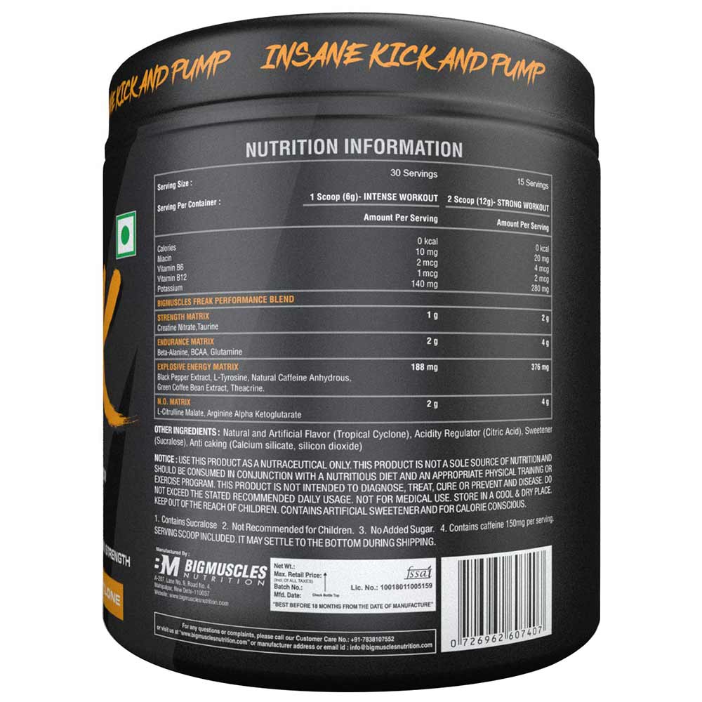 supplementinfo - Big Muscles Freak Pre Workout,  0.4 lb  Tropical Cyclone 