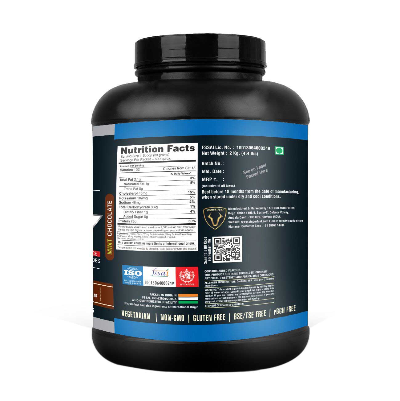 Vigour Fuel Iso Plus Whey Protein,  4.4 lb  Mint Chocolate 