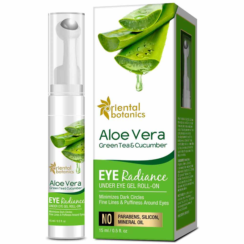Front - Oriental Botanics Aloe Vera Green Tea & Cucumber Under Eye Gel Roll-On,  15 ml  for All Skin Types 