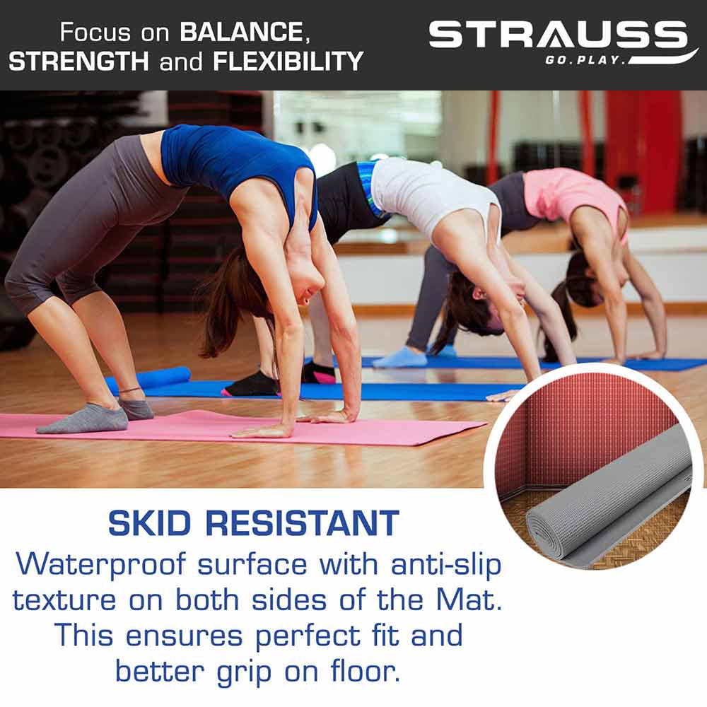 3 - Strauss Yoga Mat,  Grey  6 mm 