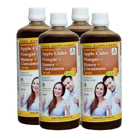 1 - SKSB GLG3 Apple Cider Vinegar + Cinnamon + Honey, 525 ml Unflavoured Pack of 4