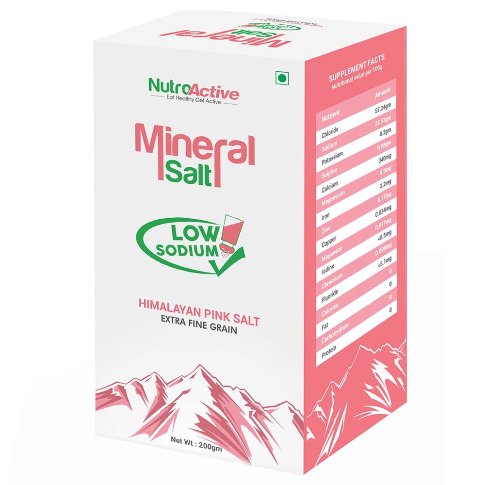1 - NutroActive Mineral Salt Low Sodium Himalayan Pink Salt Extra Fine Grain,  350 g 