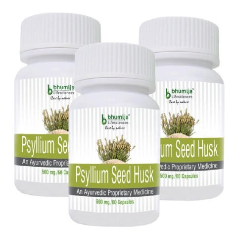 Bhumija Psyllium Seed Husk (Pack of 3), 60 capsules Bhumija Psyllium Seed Husk (Pack of 3), 60 capsules