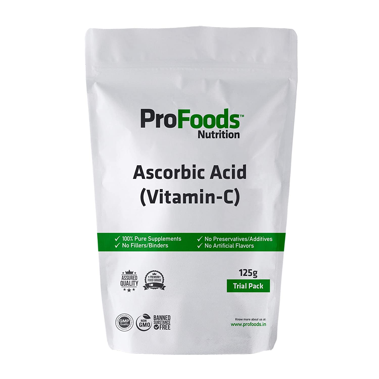 3 - ProFoods Ascorbic Acid (Vitamin C),  125 g  Unflavoured 