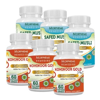 Morpheme Remedies Kohinoor Gold Plus & Safed Musli (Pack Of 6), 60 Capsules