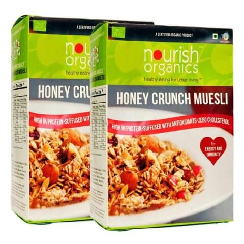 Nourish Organics Honey Crunch Muesli (Pack of 2), Unflavoured 300 g Nourish Organics Honey Crunch Muesli (Pack of 2), Unflavoured 300 g