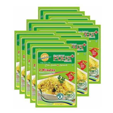 OrganoNutri Super Instant Poha + (Pack of 15),  Chia Seeds + Spinach  2400 g 
