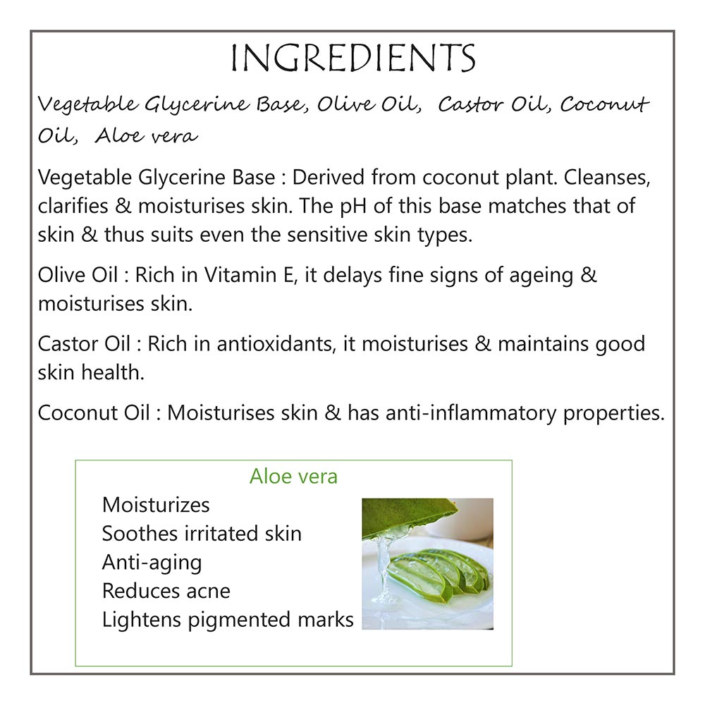 ingredients - Fuschia Aloe Vera Natural Handmade Herbal Soap,  100 g  for All Skin Types 