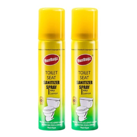 1 - RunBugz Toilet Seat Sanitizer Spray,  Lemon  75 ml  Protection Against Germs (Pack of 2) 