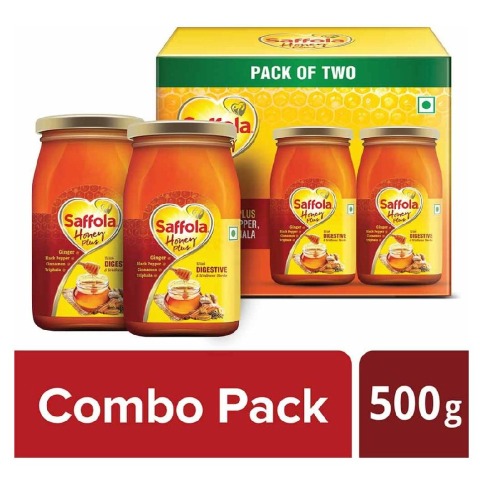 1 - Saffola Honey Plus with Digestive,  2 Piece(s)/Pack  Natural 