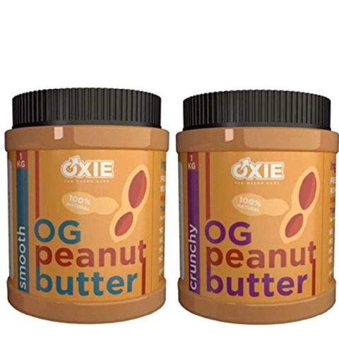 Oxie Nutrition Peanut Butter,  2 kg  Smooth & Crunchy Combo 