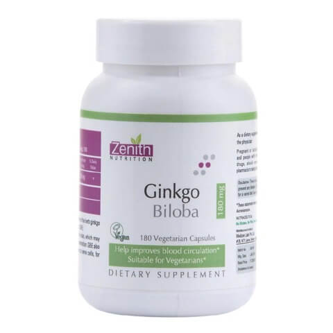 Zenith Nutrition Ginkgo Biloba (180 mg), 180 capsules