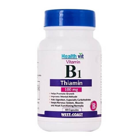 Healthvit Vitamin B1 Thiamin (100 mg), Unflavoured 60 capsules Healthvit Vitamin B1 Thiamin (100 mg), Unflavoured 60 capsules
