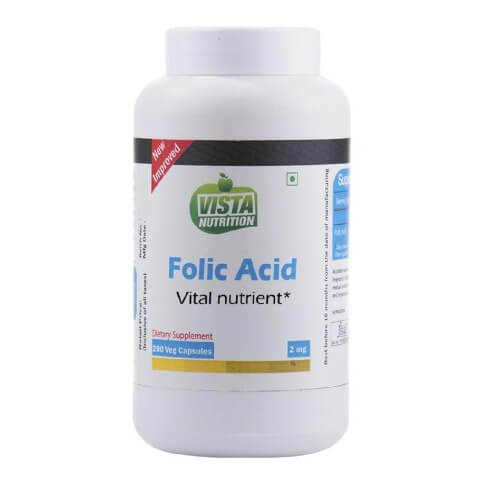 Vista Nutrition Folic Acid, Unflavoured 200 capsules Vista Nutrition Folic Acid, Unflavoured 200 capsules