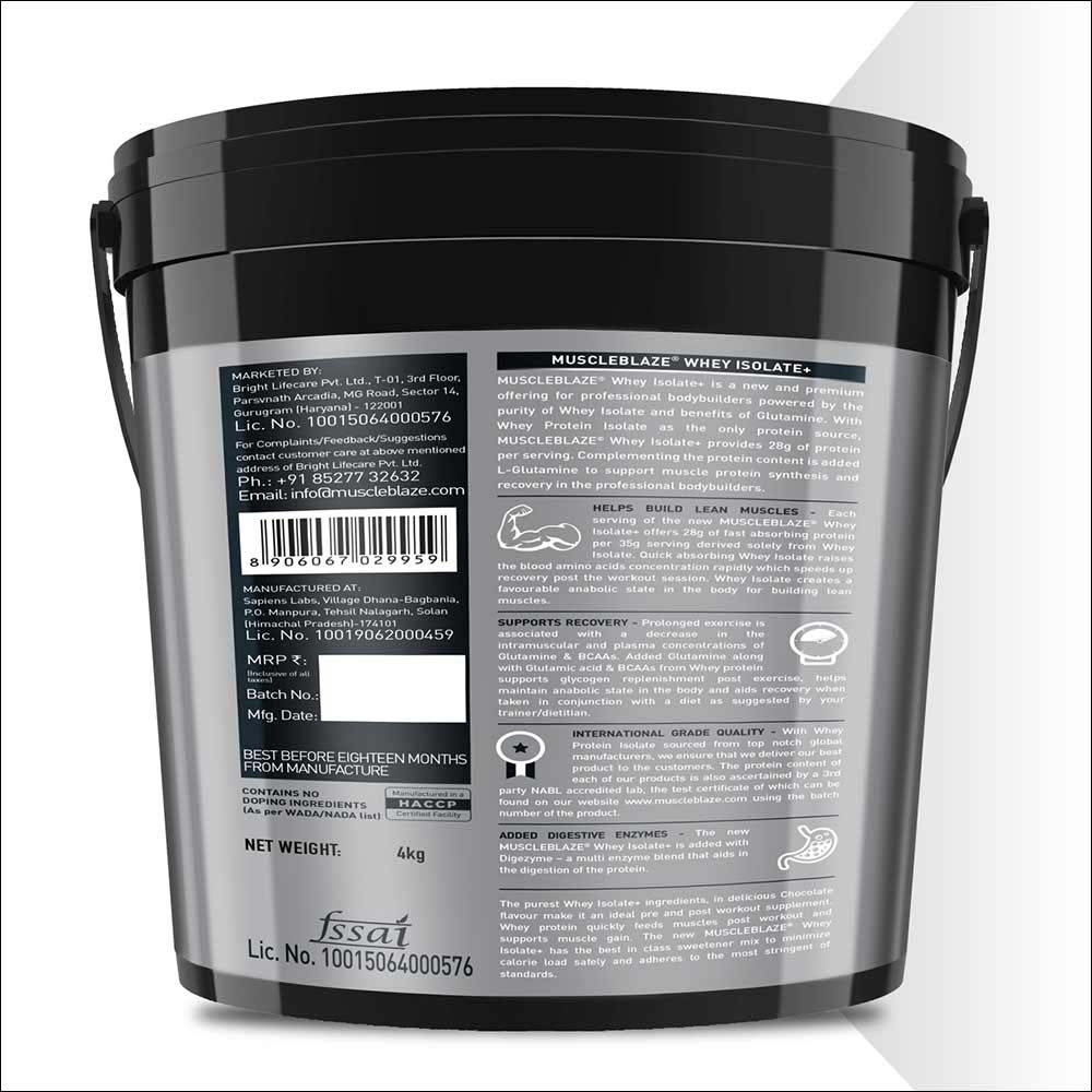 2 - MuscleBlaze Whey Isolate Plus OP,  8.8 lb  Chocolate 