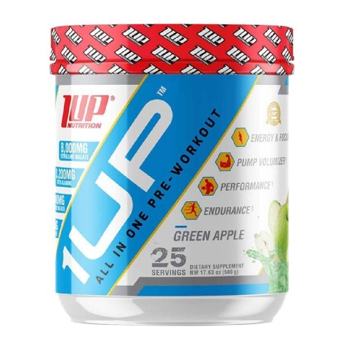 1 - 1UP Nutrition All In One Pre Workout,  1.1 lb  Green Apple 