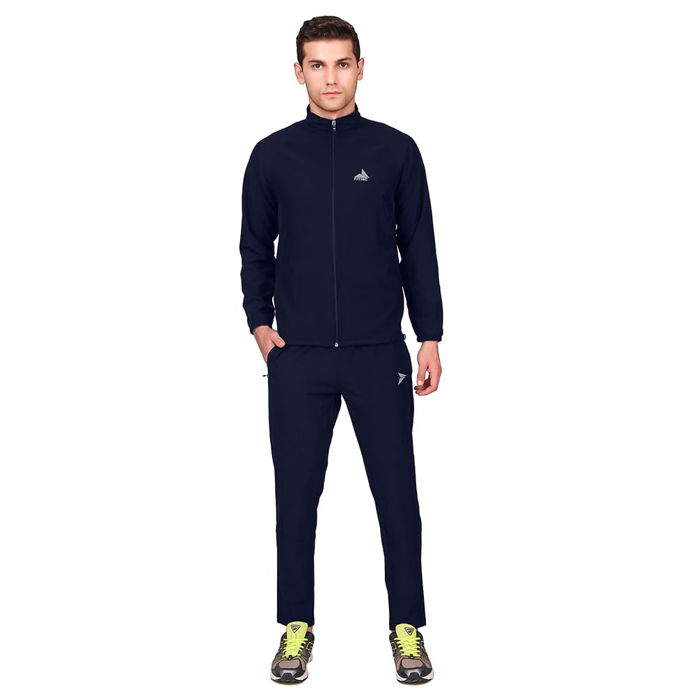 2 - Fitinc Men's Polycotton Regular Fit Track Suit with Two Zipper Pockets,  Navy Blue  Small 