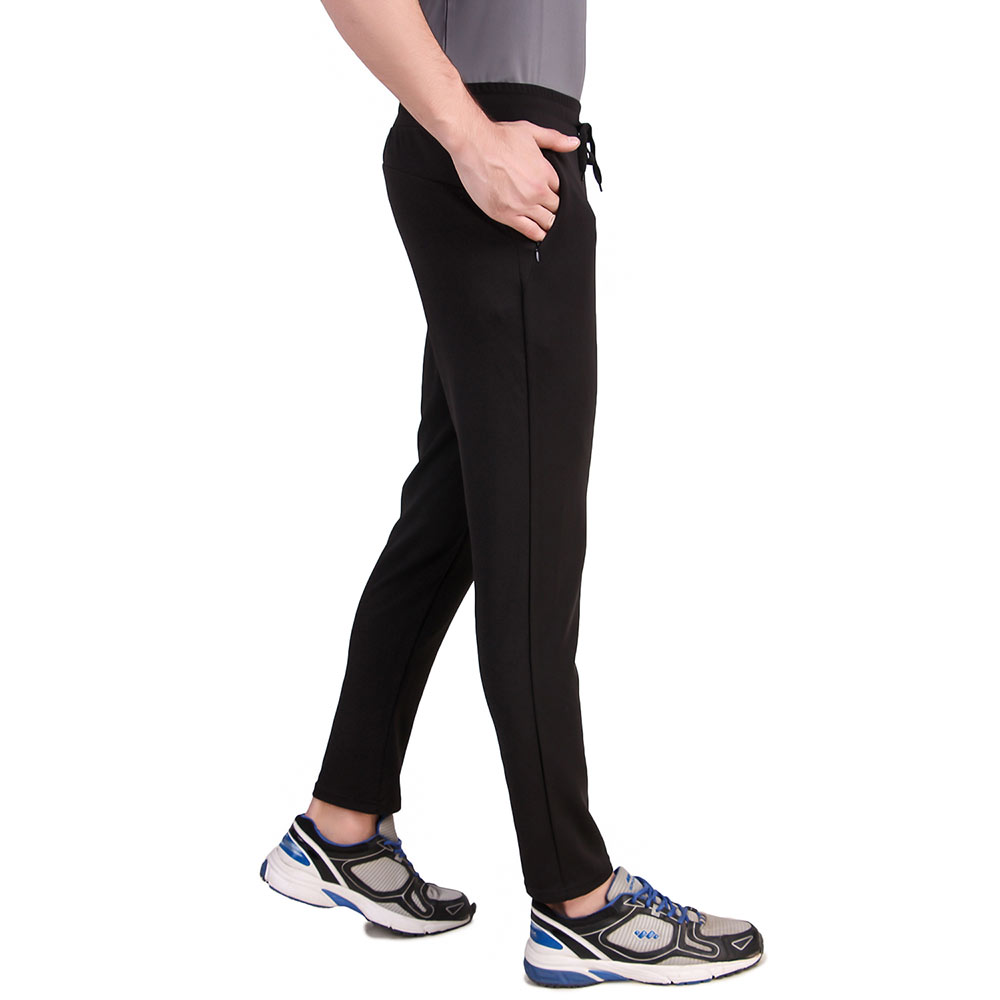 4 - Fitinc Dobby Stretchable Trackpant for Men with Two Zipper Pockets,  Black  XL 