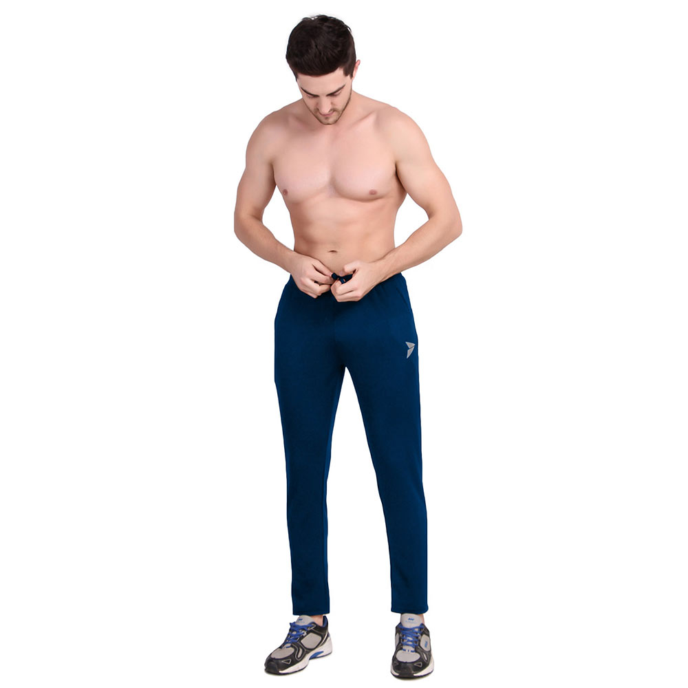 2 - Fitinc Dobby Stretchable Trackpant for Men with Two Zipper Pockets,  Air Force Blue  XL 