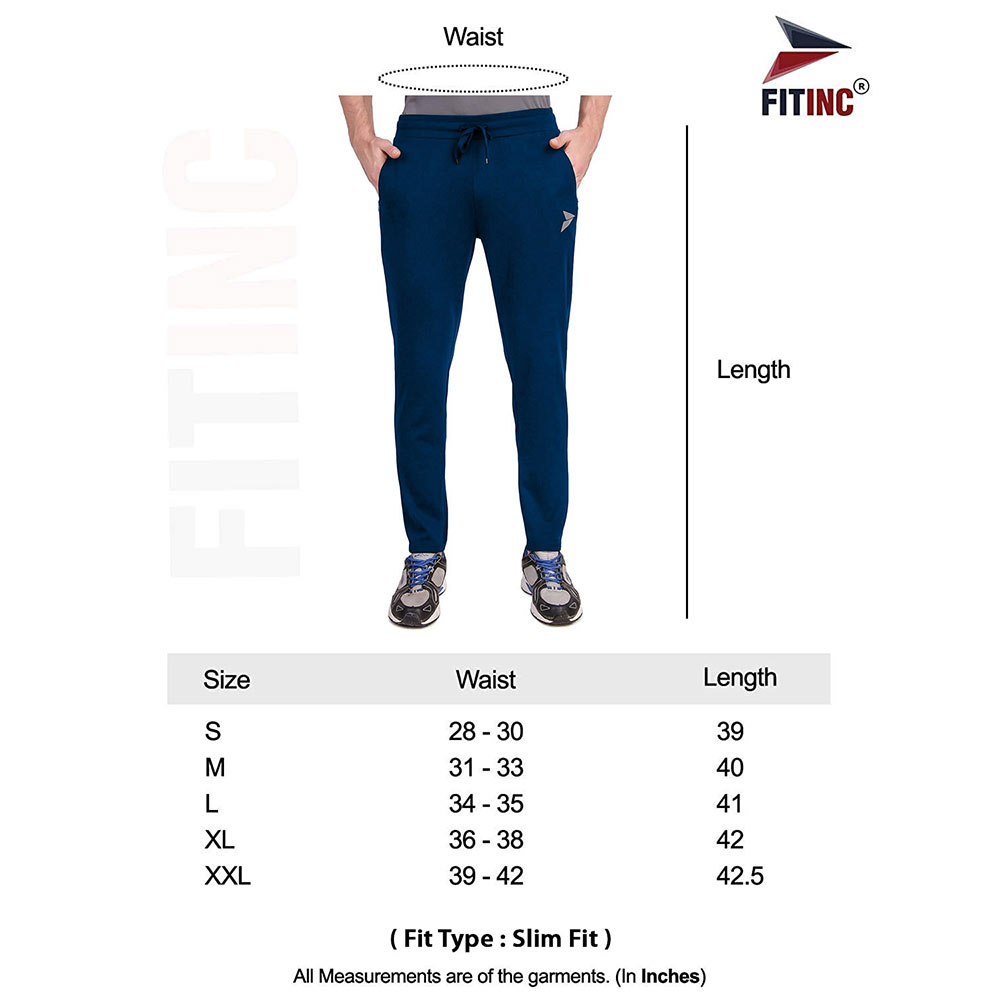 6 - Fitinc Dobby Stretchable Trackpant for Men with Two Zipper Pockets,  Air Force Blue  XL 