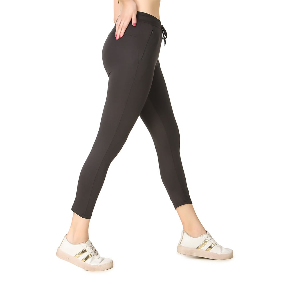 6 - Fitinc Premium Stretchable Trackpant with Zippers Pockets for Women,  Black  Medium 
