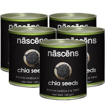Nascens Chia Seeds, 100 g - Pack of 5 Nascens Chia Seeds, 100 g - Pack of 5