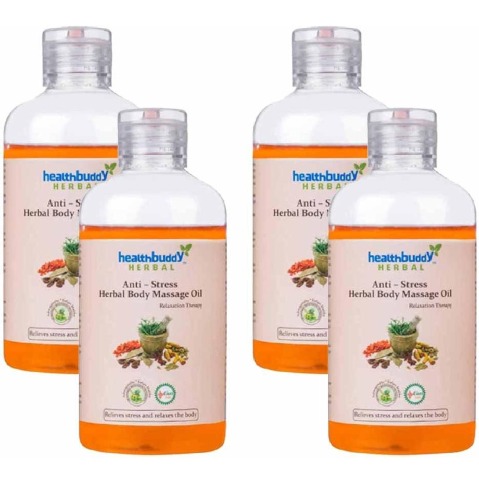 Healthbuddy Anti - Stress Herbal Body Massage Oil, 200 ml - Pack of 4 Healthbuddy Anti - Stress Herbal Body Massage Oil, 200 ml - Pack of 4
